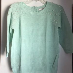 Forever21 mint green sweater with pearls